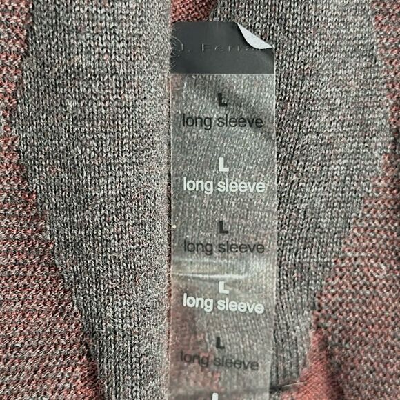 NWT J. Ferrar V-neck Sweater Gray Burgundy Argyle Pullover Cotton Cashmere L - Picture 10 of 12